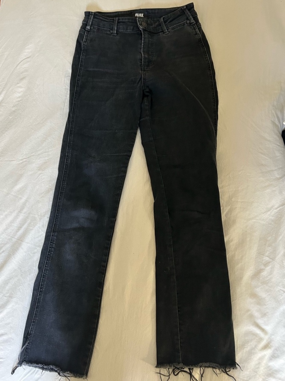 Paige Cindy High Rise Straight Leg Jeans Black Waist 25
